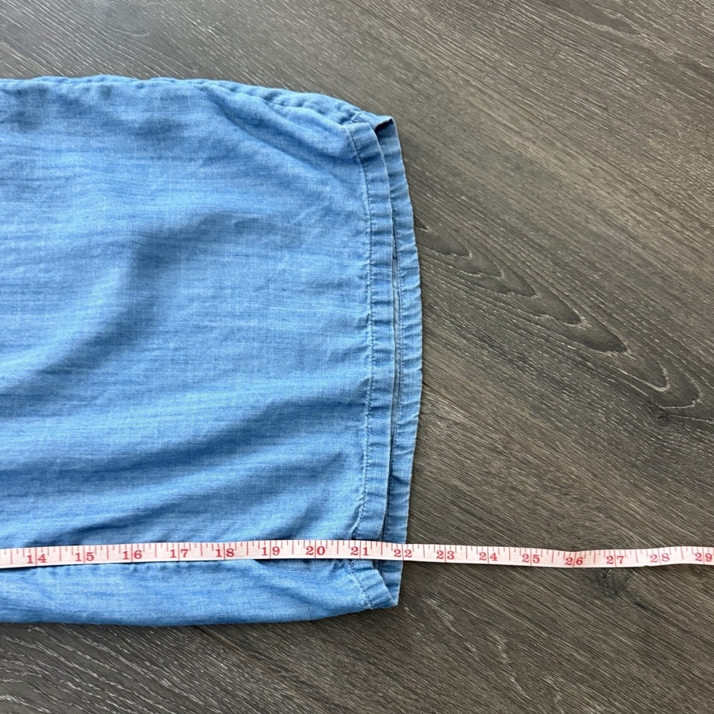 Lands End Blue Chambray Wide Leg 6P Jumpsuit Cottage Boho Resort Travel Coastal - Picture 7 of 11